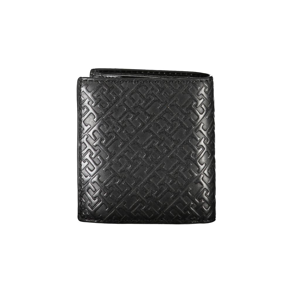 Sleek Black Leather Dual-Compartment Wallet Tommy Hilfiger