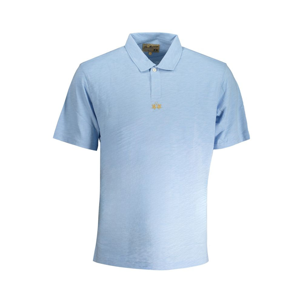 Light Blue Cotton Men Polo Shirt La Martina