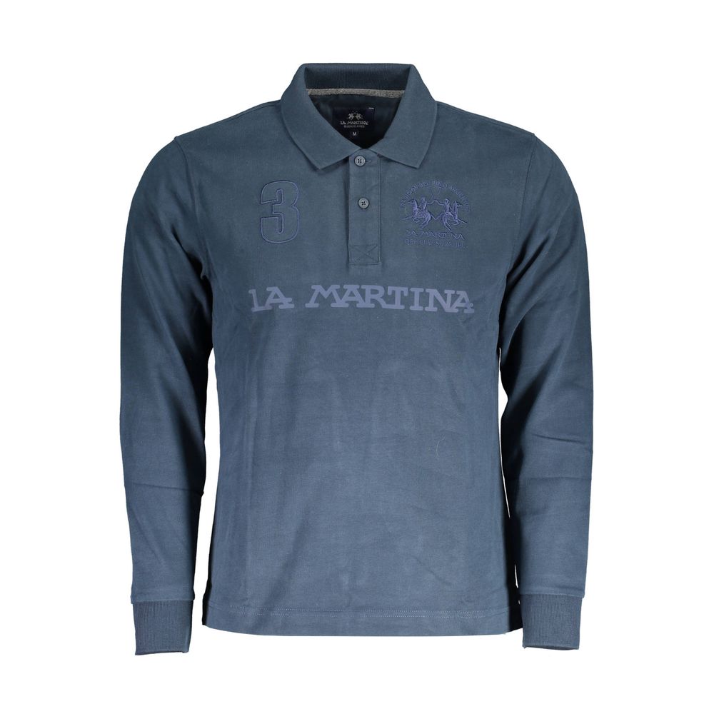 Blue Cotton Men Polo Shirt La Martina