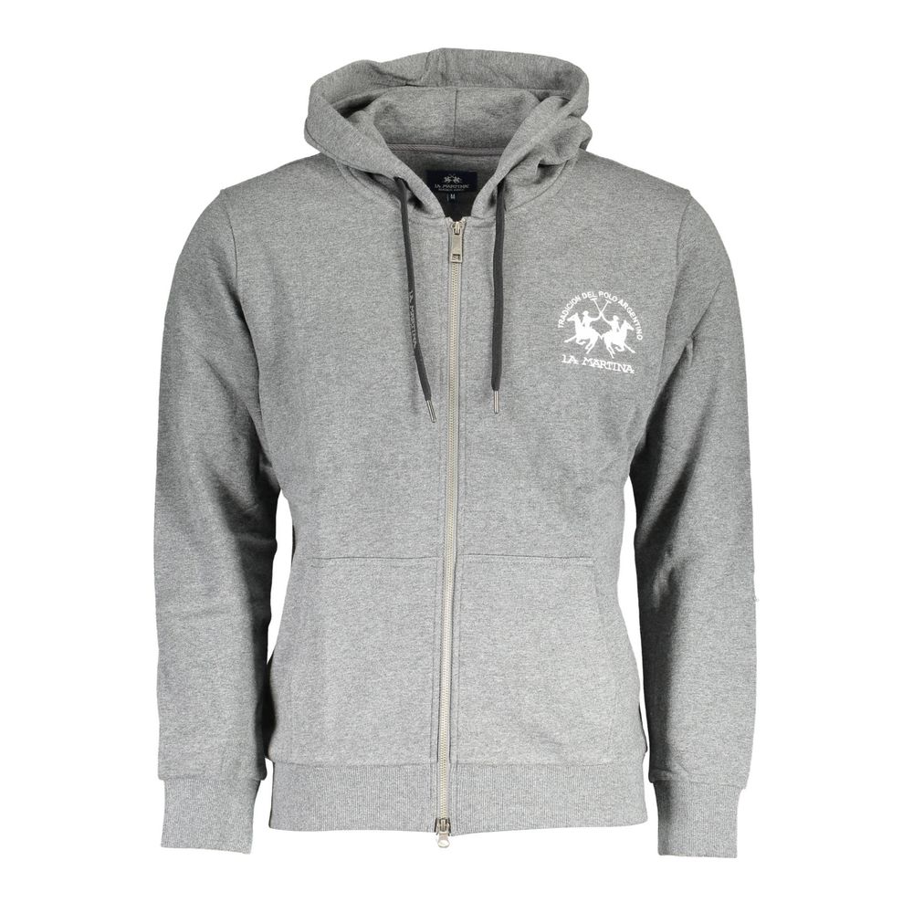 Gray Cotton Men Sweater La Martina