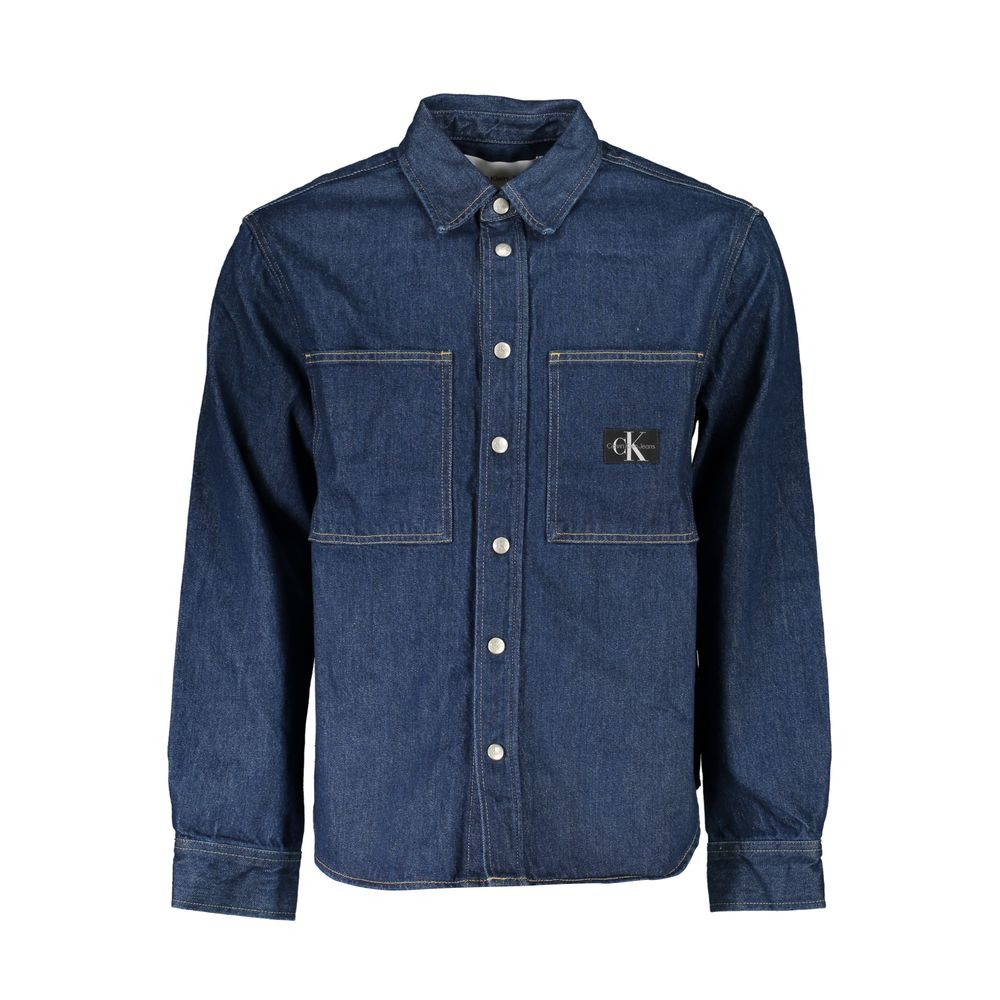 Blue Cotton Men Jacket Calvin Klein
