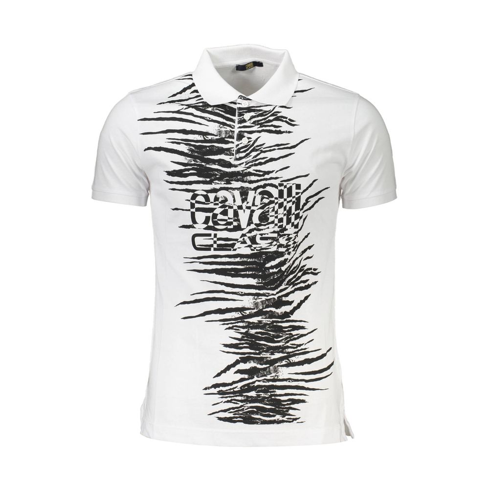 White Cotton Men Polo Shirt Cavalli Class