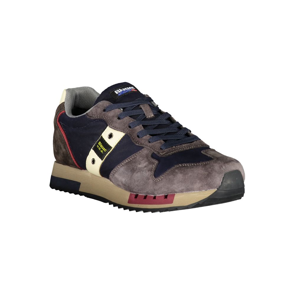 Sleek Blue Designer Sneakers with Contrast Accents Blauer
