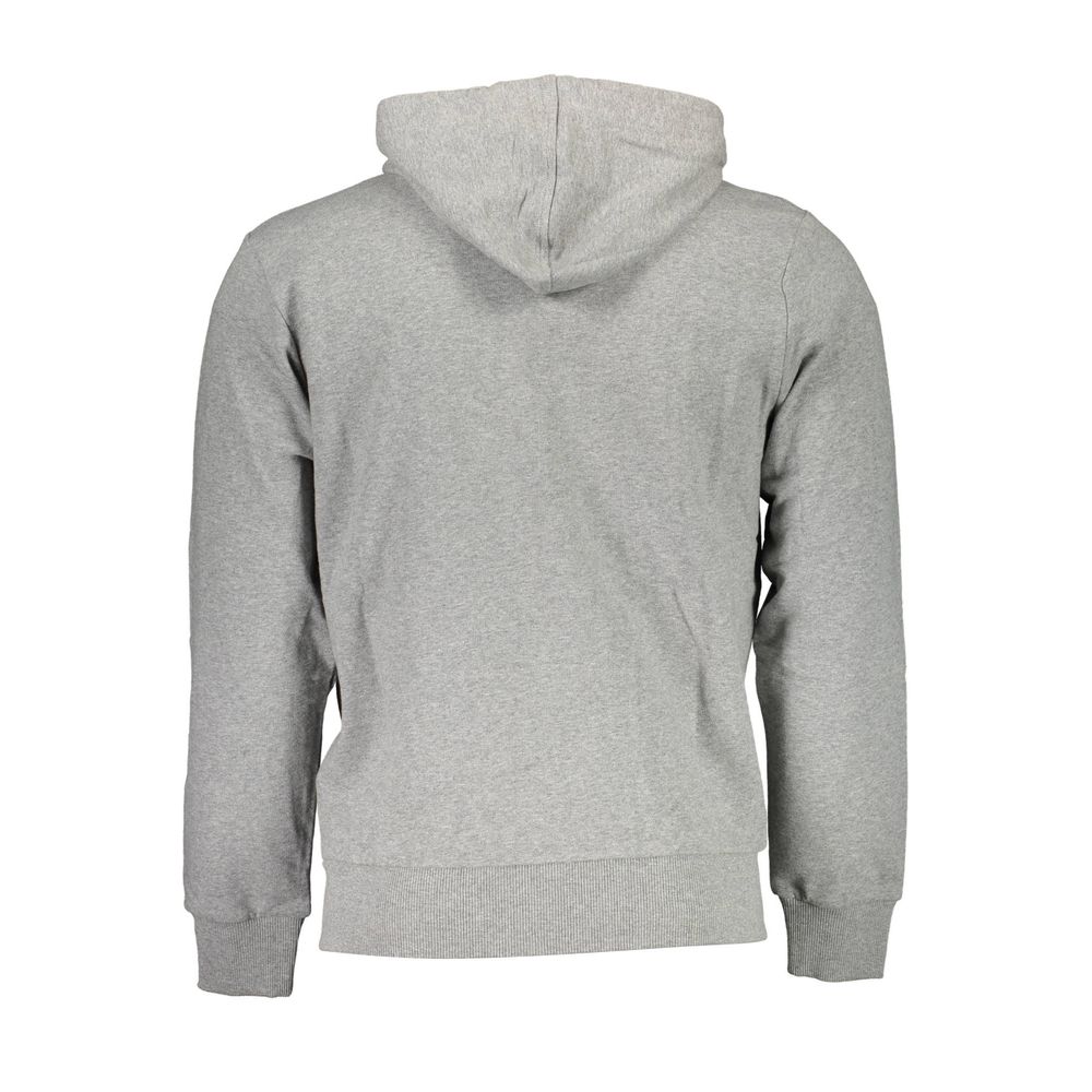 Gray Cotton Men Sweater with Hood La Martina