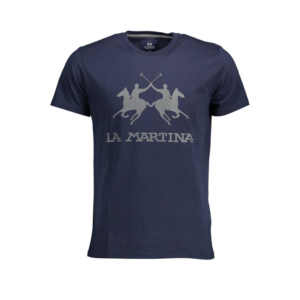 Chic Crew Neck Cotton Tee in Blue La Martina