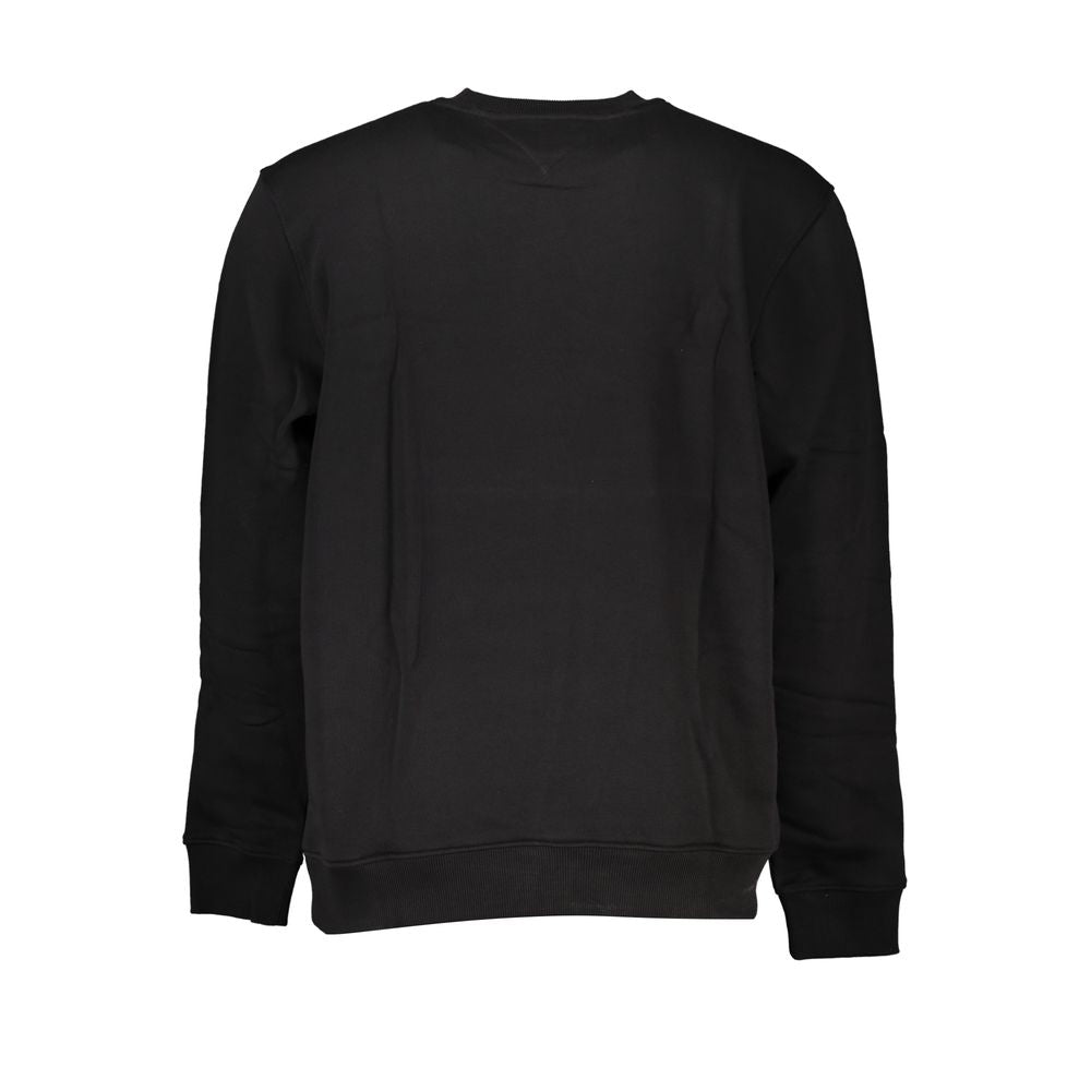 Sleek Black Cotton Crew Neck Sweatshirt Tommy Hilfiger