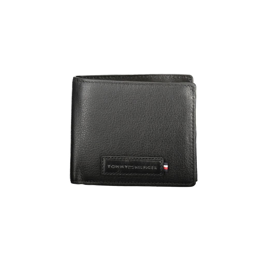 Black Leather Men Wallet Tommy Hilfiger