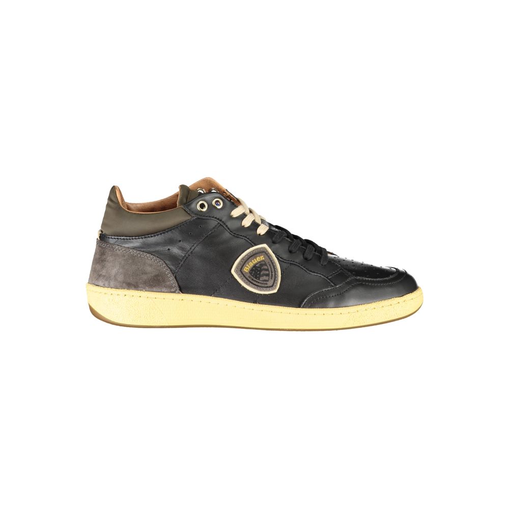 Sleek Black Lace-Up Sneakers with Contrast Details Blauer