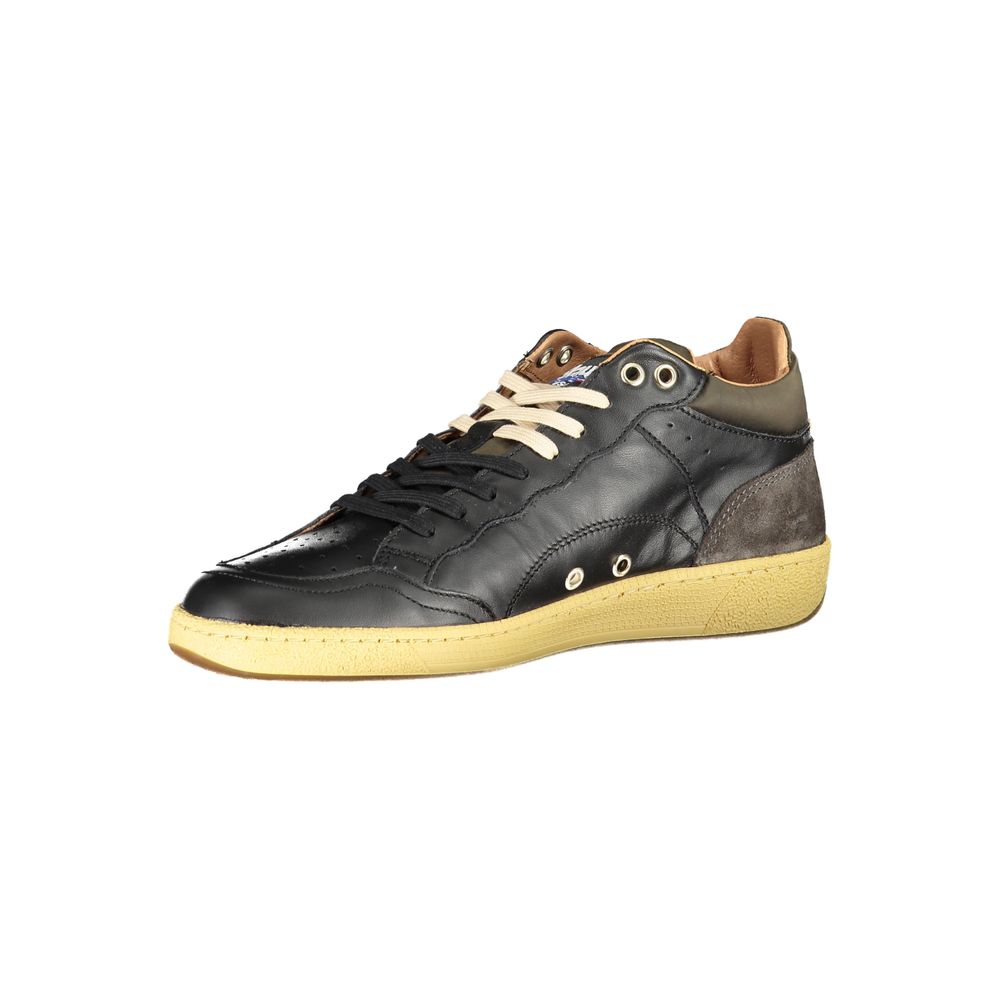 Sleek Black Lace-Up Sneakers with Contrast Details Blauer