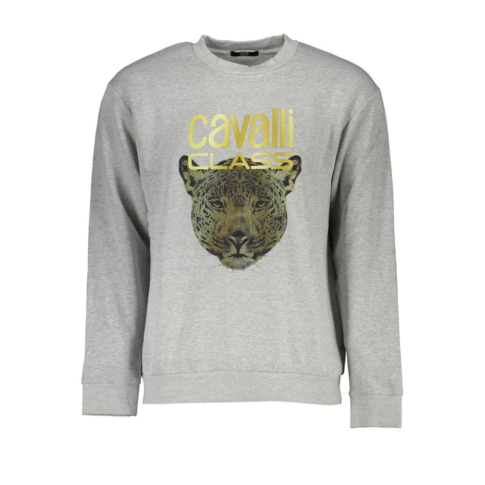 Gray Cotton Men Sweater Cavalli Class