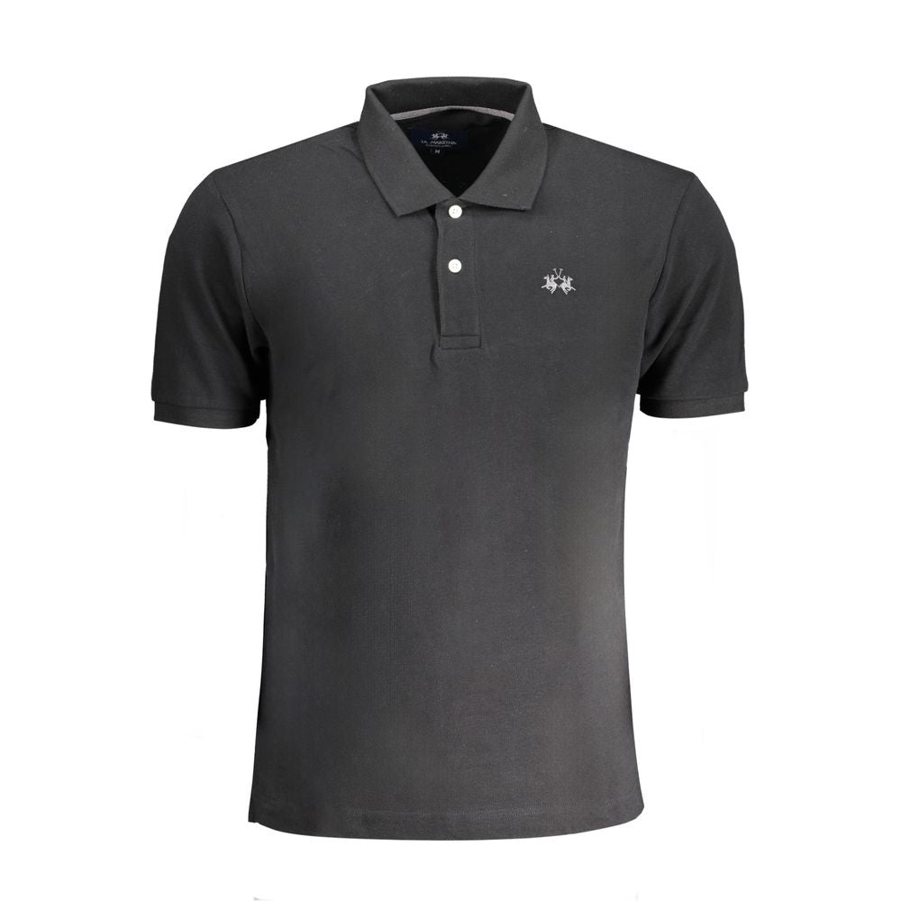 Black Cotton Polo Shirt La Martina
