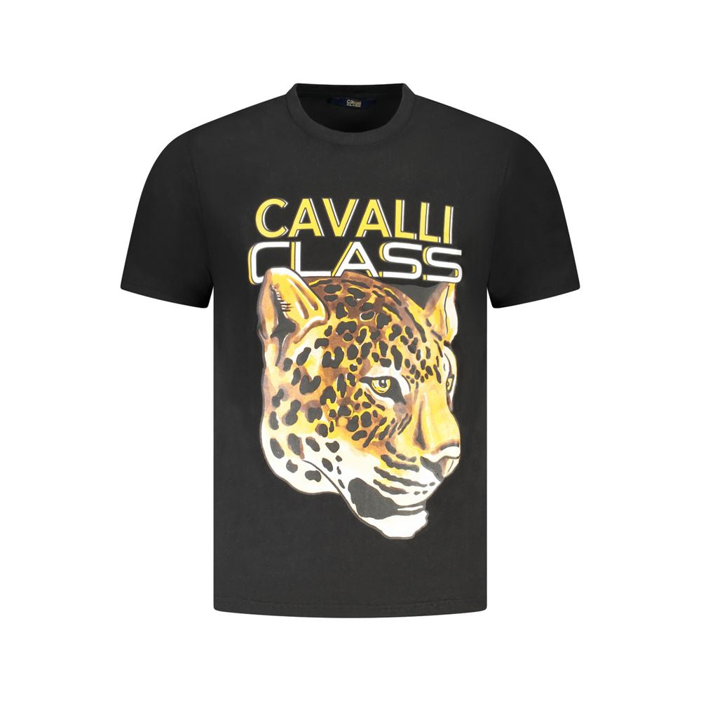 Black Cotton Men T-Shirt Cavalli Class