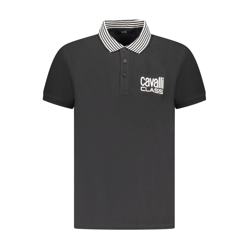 Black Cotton Men Polo Shirt Cavalli Class