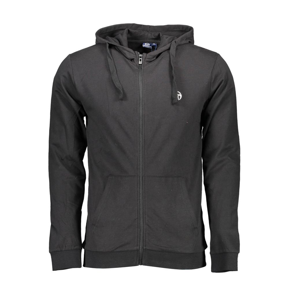 Black Cotton Men Hooded Sweater Sergio Tacchini