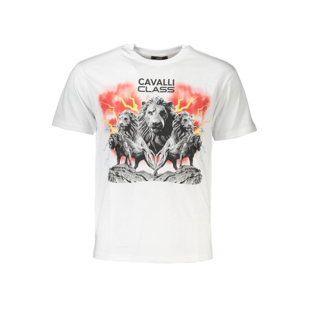 White Cotton Men T-Shirt Cavalli Class