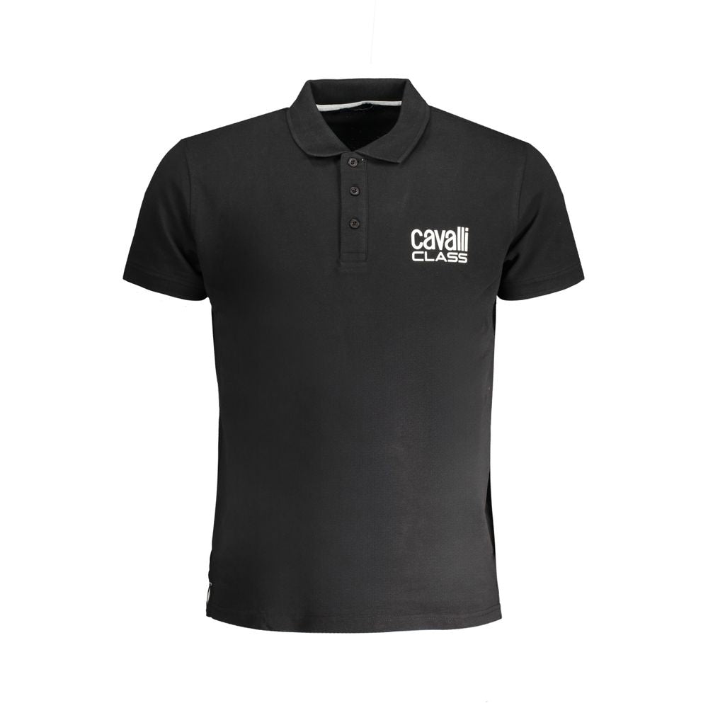 Black Cotton Polo Shirt Cavalli Class