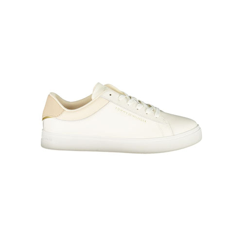 Beige Leather Women Sneaker Tommy Hilfiger