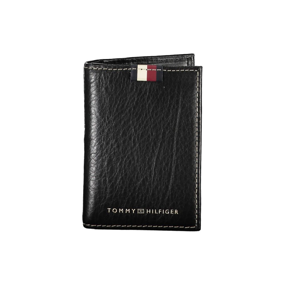 Black Leather Men Cardholder Tommy Hilfiger