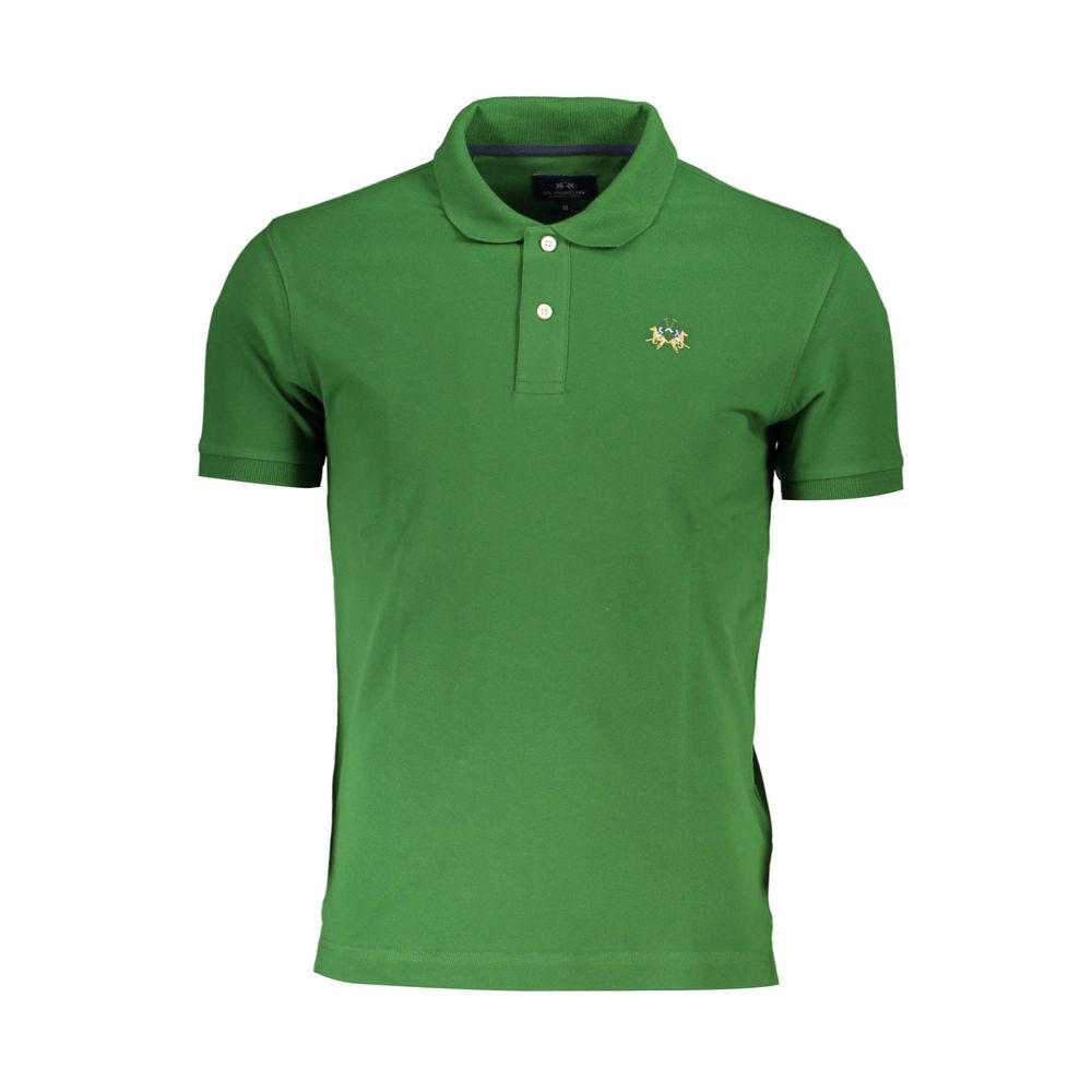 Sleek Green Slim Fit Polo with Contrast Detail La Martina