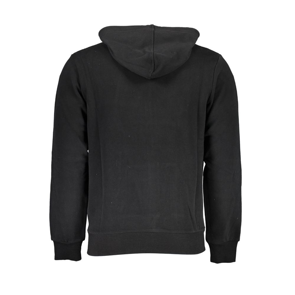Black Cotton Men Sweater with Hood La Martina
