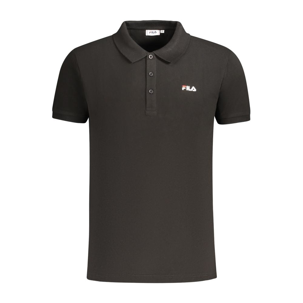 Black Cotton Men Polo Shirt Fila