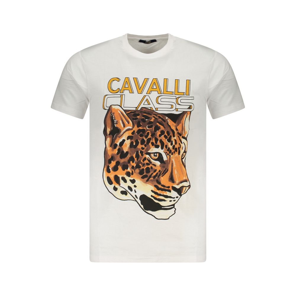White Cotton Men T-Shirt Cavalli Class