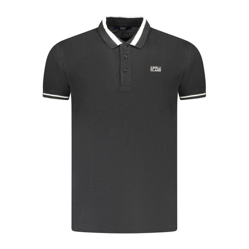 Black Cotton Men Polo Shirt Cavalli Class