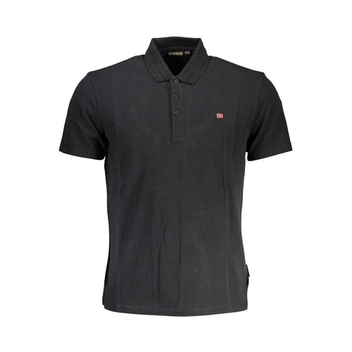Black Cotton Men Polo Shirt Napapijri