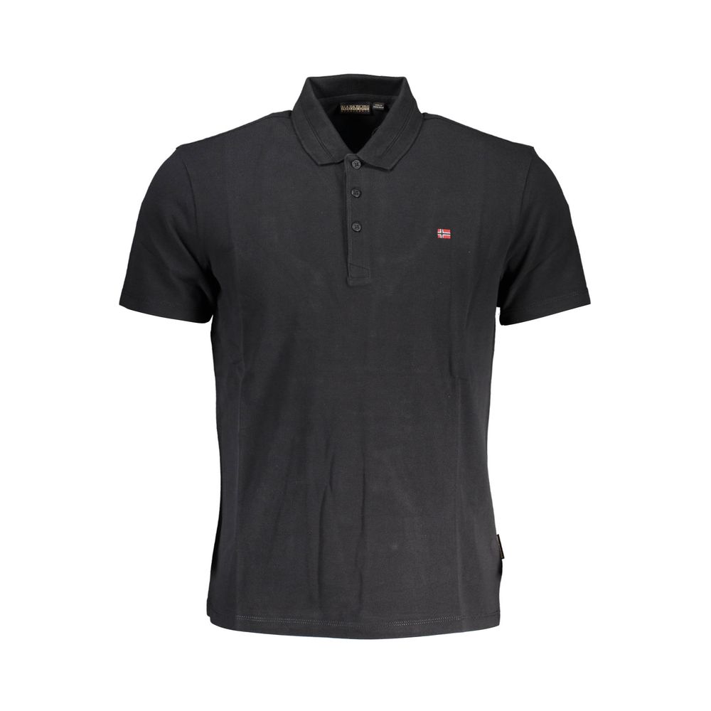 Black Cotton Men Polo Shirt Napapijri