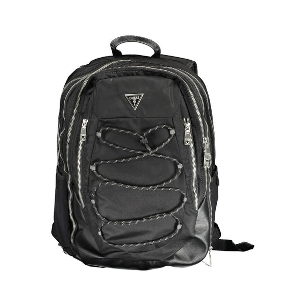 Black Polyamide Men Backpack Guess Jeans