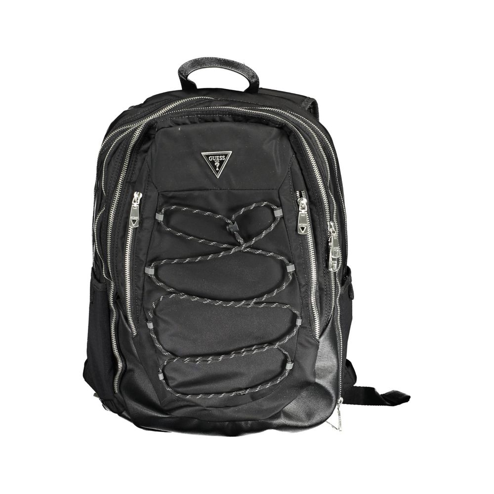 Black Polyamide Men Backpack Guess Jeans