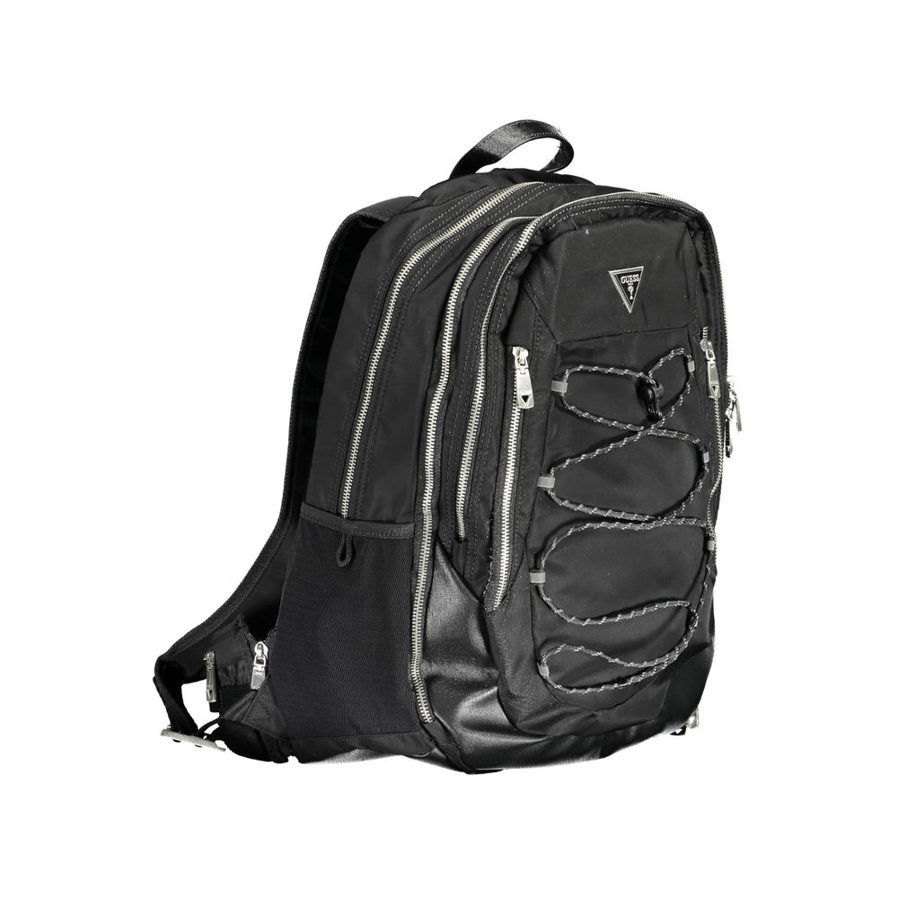 Black Polyamide Men Backpack Guess Jeans