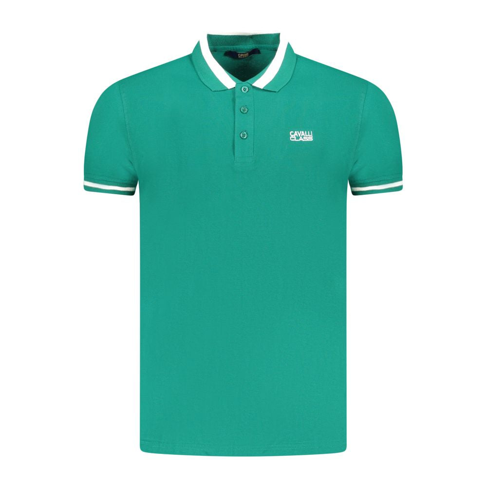Green Cotton Men Polo Shirt Cavalli Class