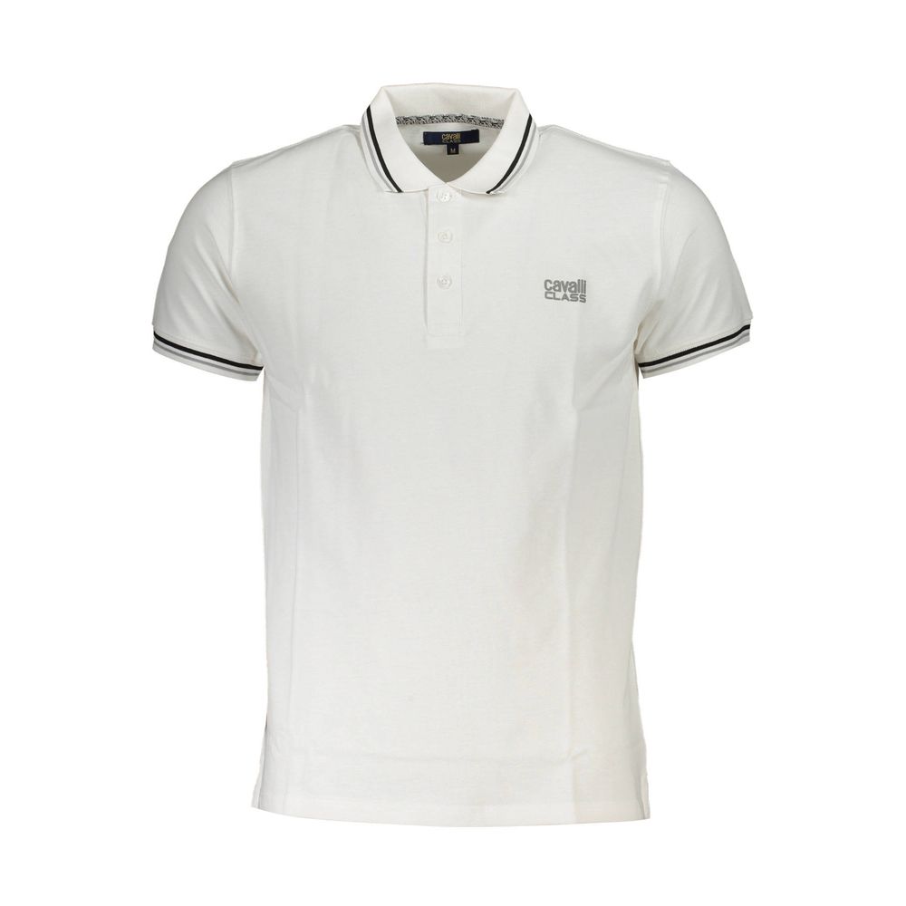 White Cotton Men Polo Shirt Cavalli Class