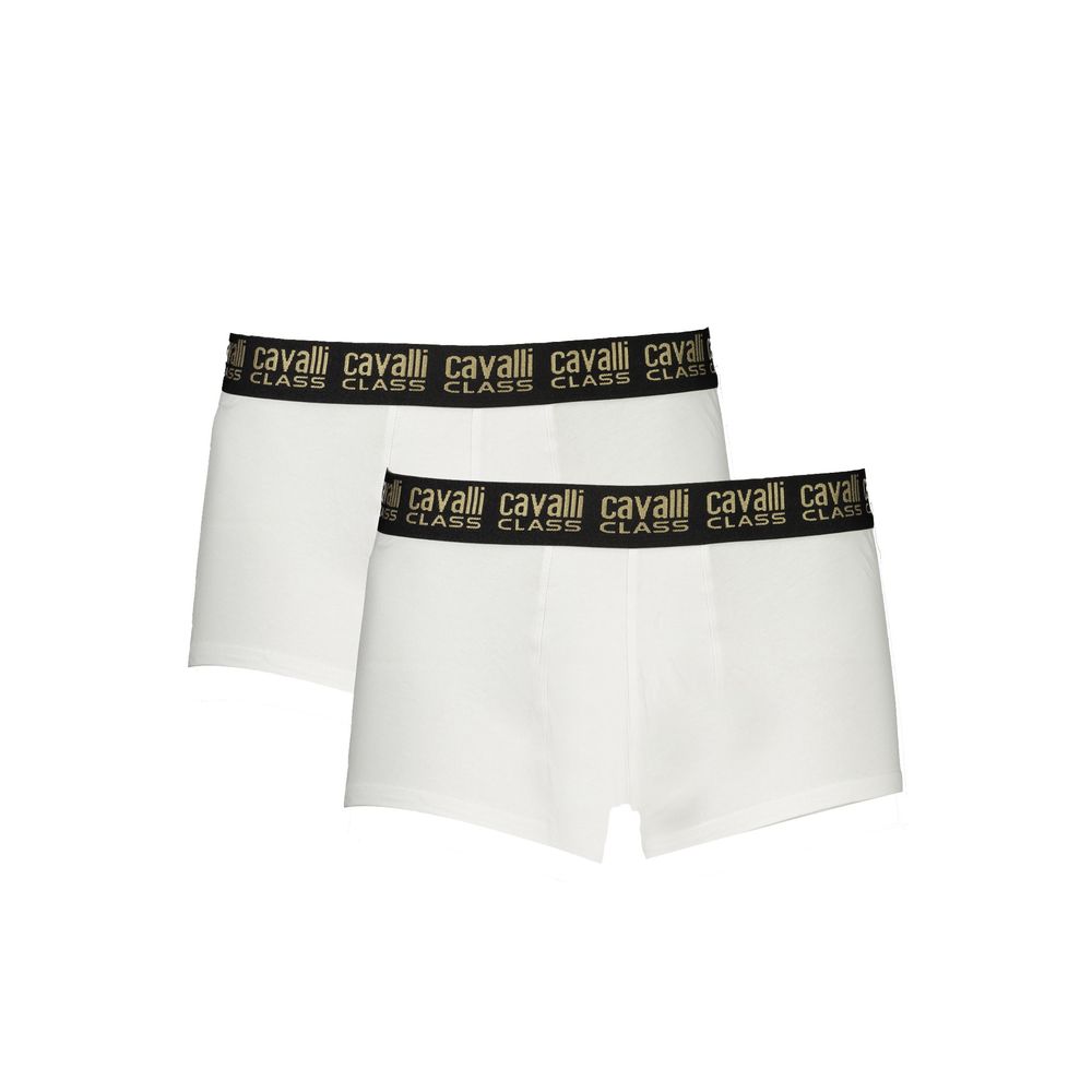 White Cotton Men Boxer Pair Cavalli Class