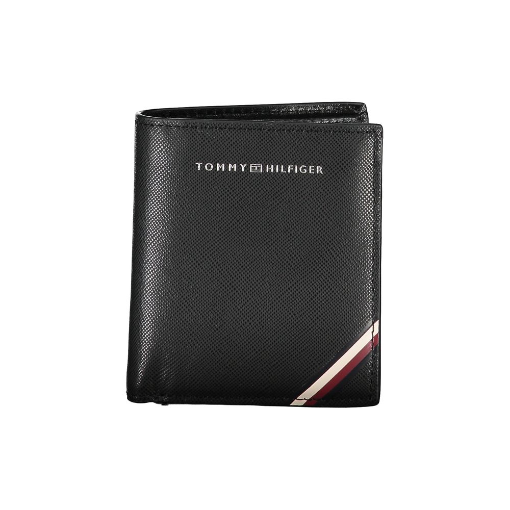 Black Leather Men Wallet Tommy Hilfiger