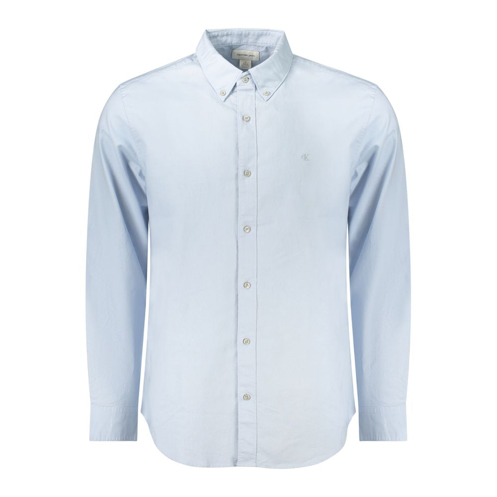 Light Blue Cotton Men Shirt Calvin Klein