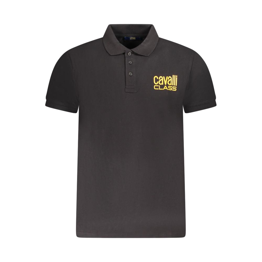 Black Cotton Men Polo Shirt Cavalli Class