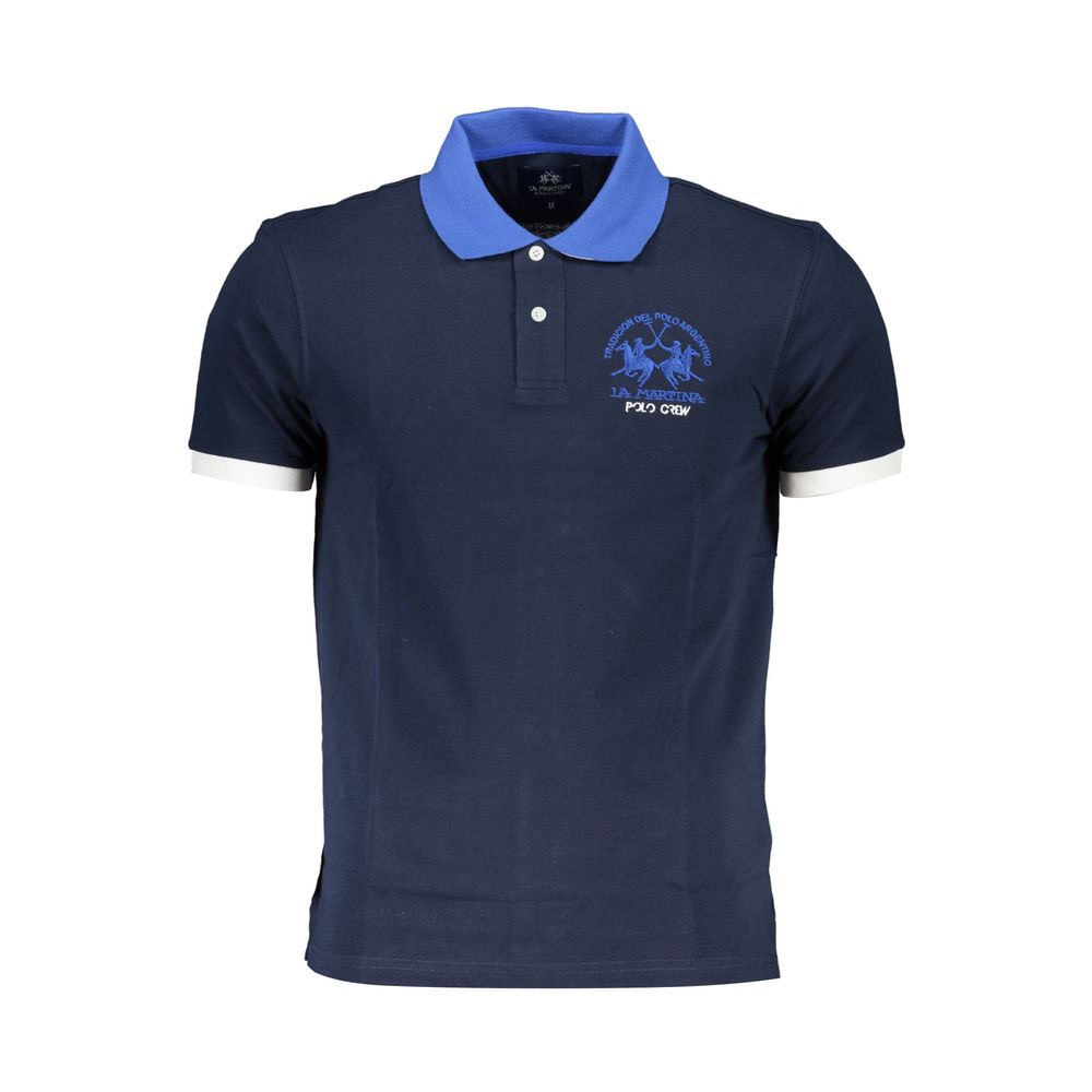 Blue Cotton Mens Polo Shirt La Martina