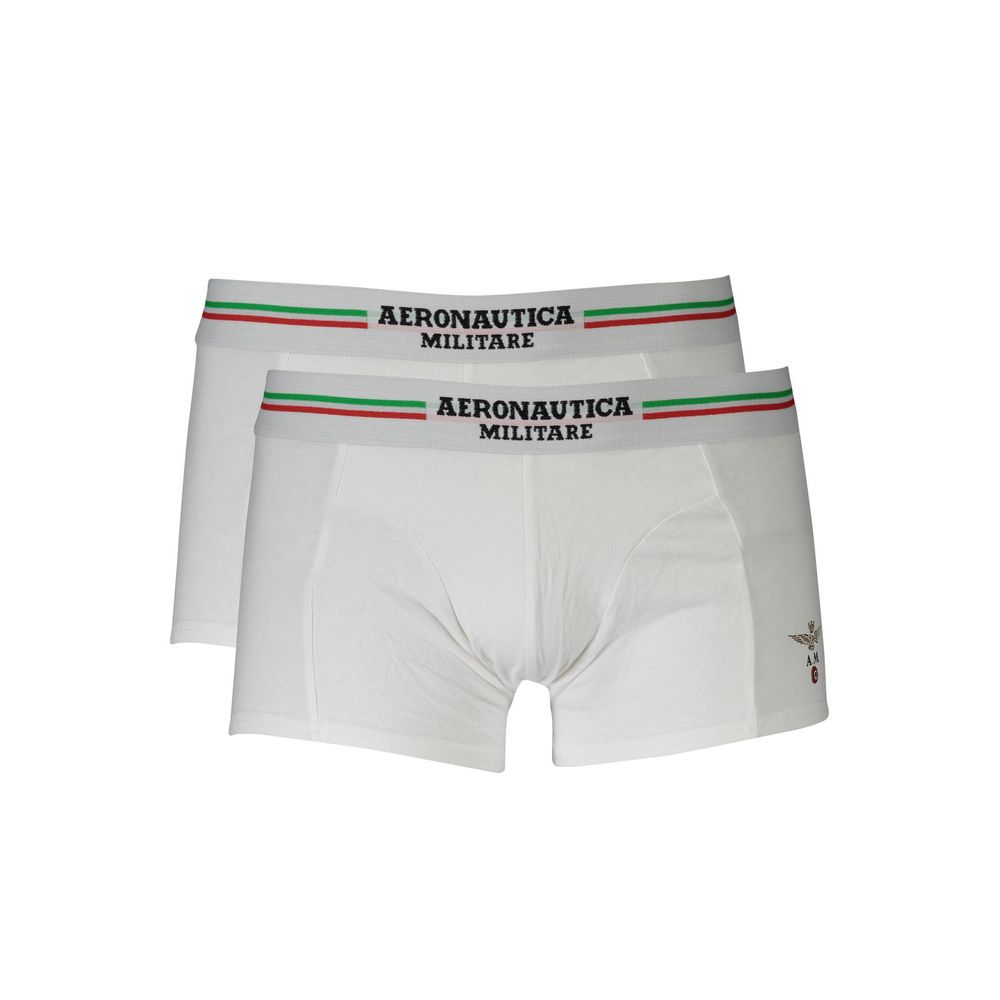 White Cotton Men Boxer Aeronautica Militare