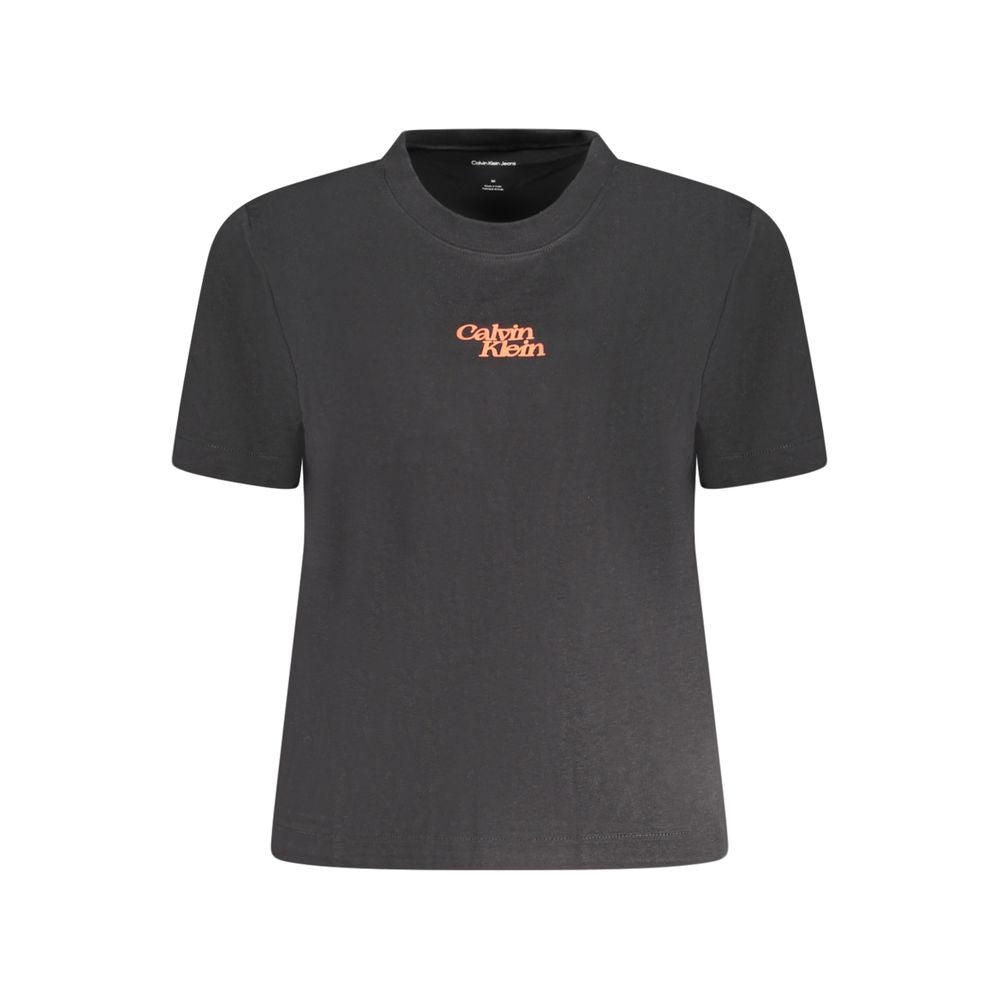 Black Cotton Women T-Shirt Calvin Klein L