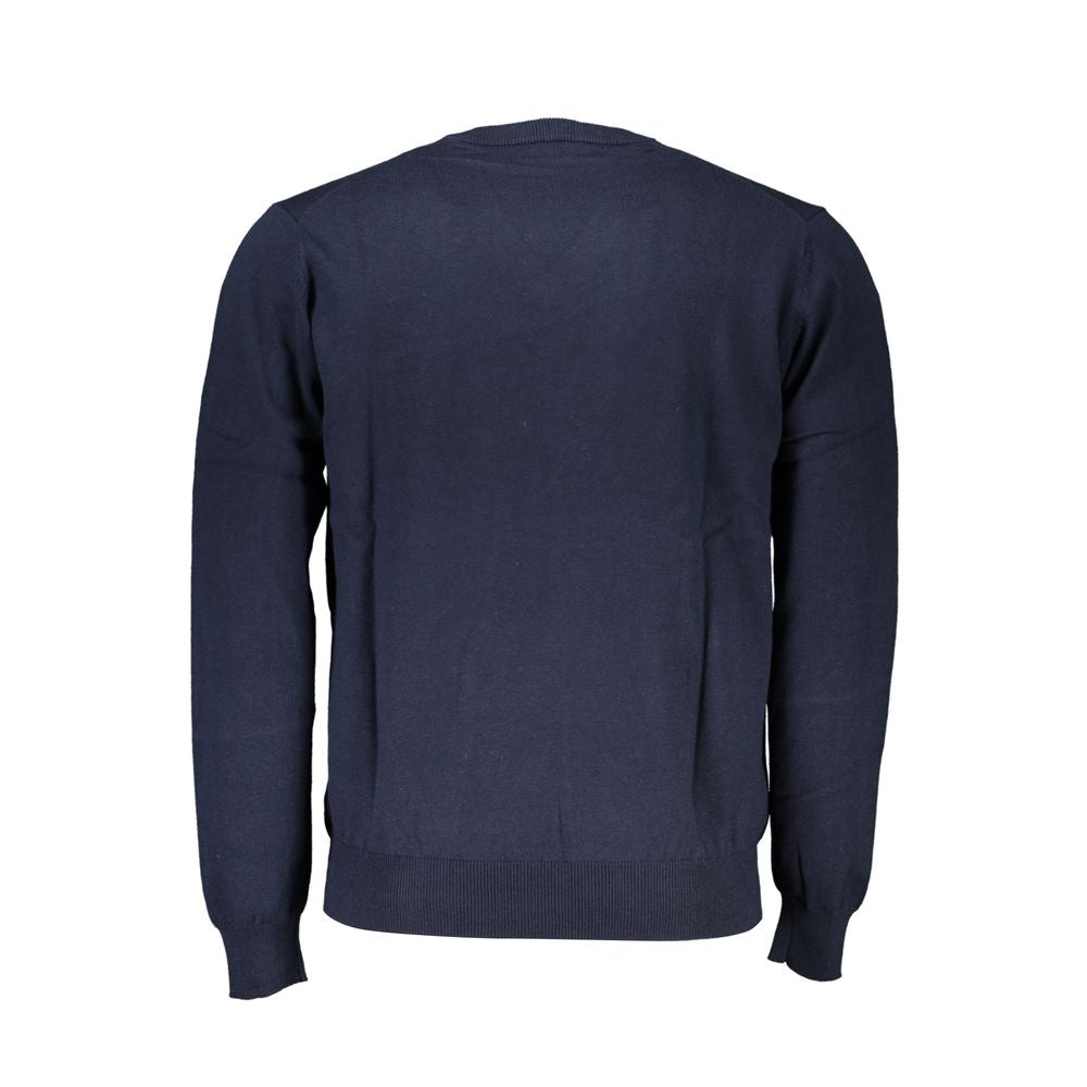 V-Neck Embroidered Blue Sweater Harmont & Blaine