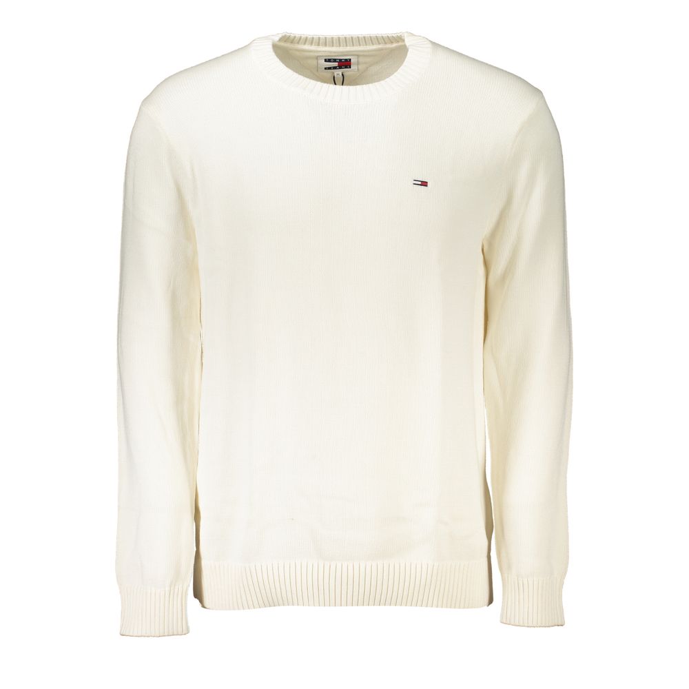 Chic White Crew Neck Cotton Sweater Tommy Hilfiger