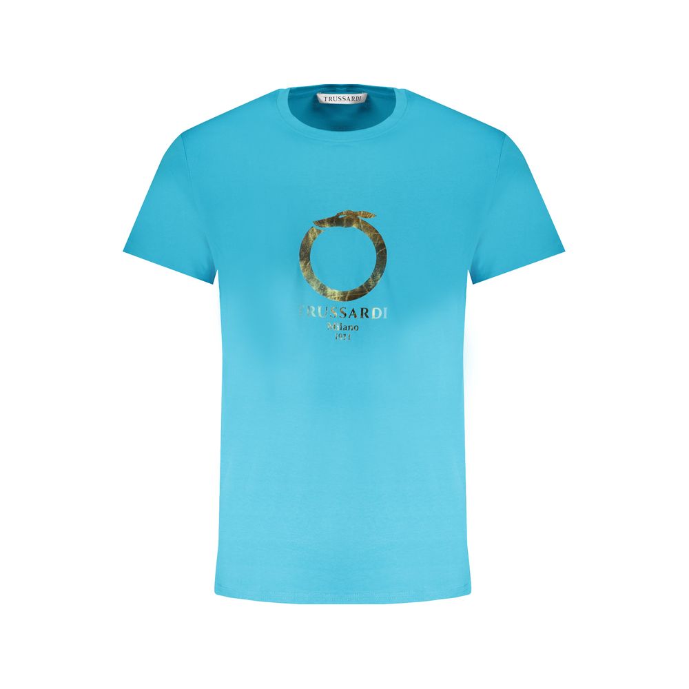 Light Blue Cotton Men TShirt Trussardi