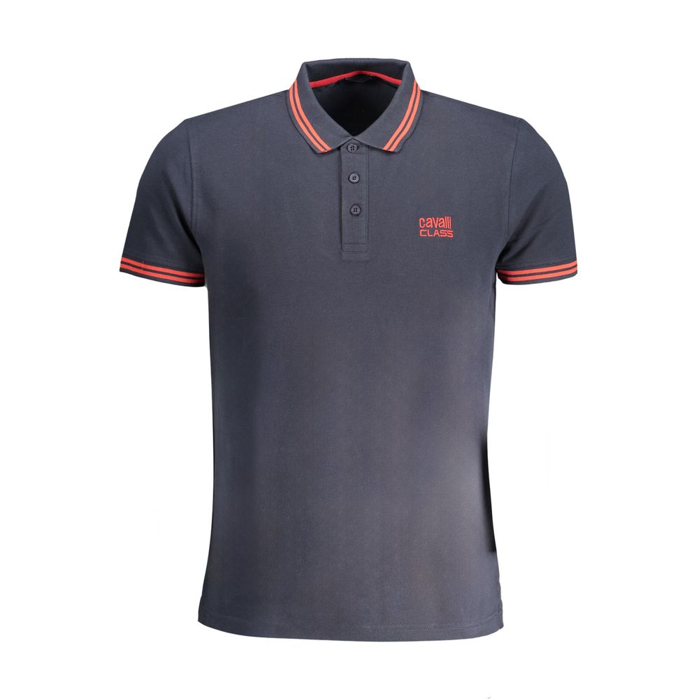 Blue Cotton Polo Shirt Cavalli Class