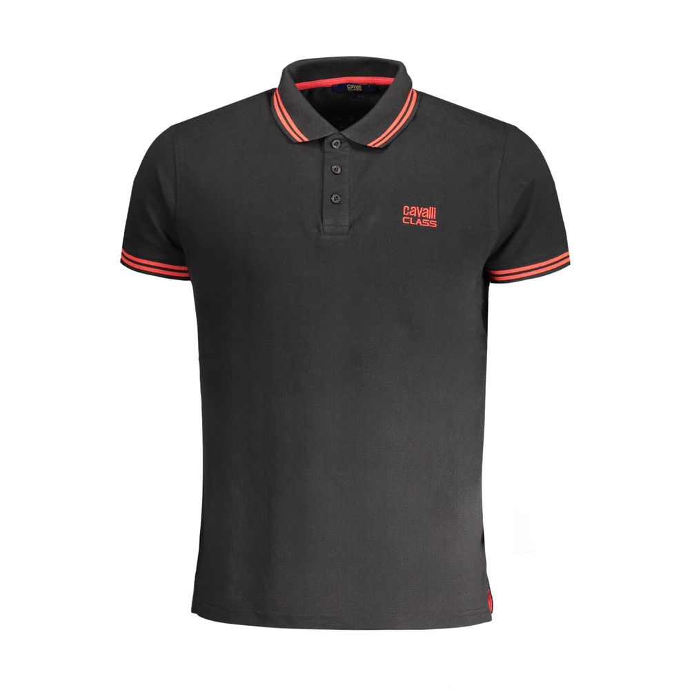 Black Cotton Polo Shirt Cavalli Class