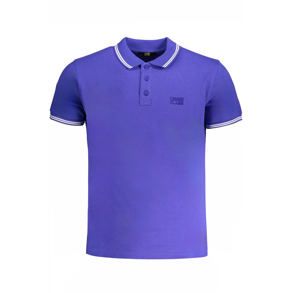 Blue Cotton Polo Shirt Cavalli Class