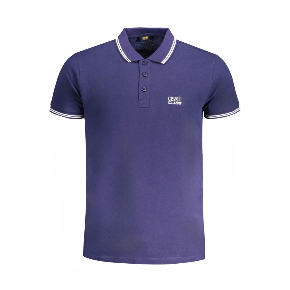 Blue Cotton Polo Shirt Cavalli Class