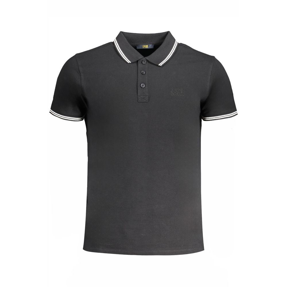 Black Cotton Polo Shirt Cavalli Class