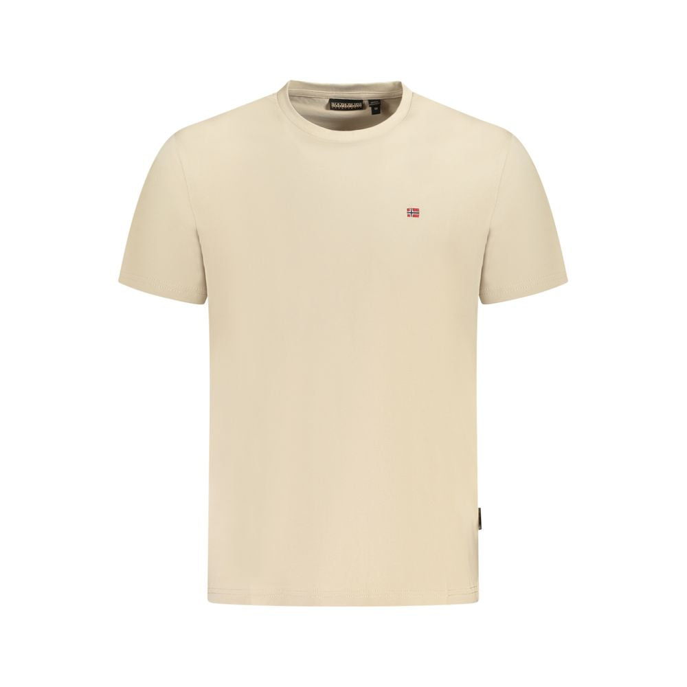 Beige Cotton Men T-Shirt Napapijri